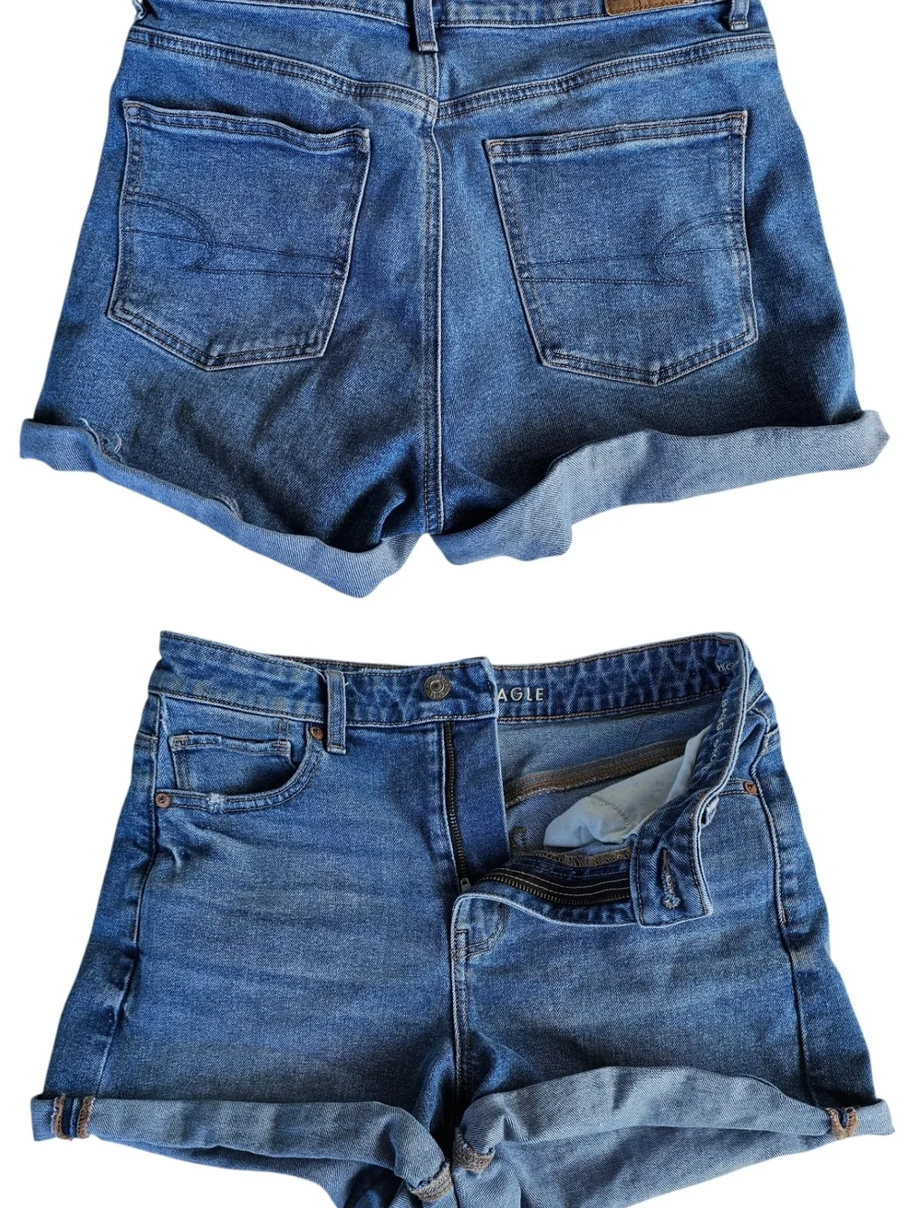 American Eagle Denim Shorts Lot Size 4 Distressed Mom Baggy
